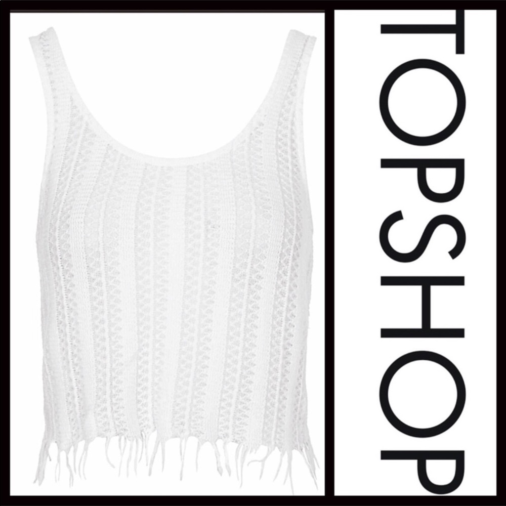 TOPSHOP BOHO CROCHET FRINGE CROP TOP TANK TOP A2C - Picture 4 of 8